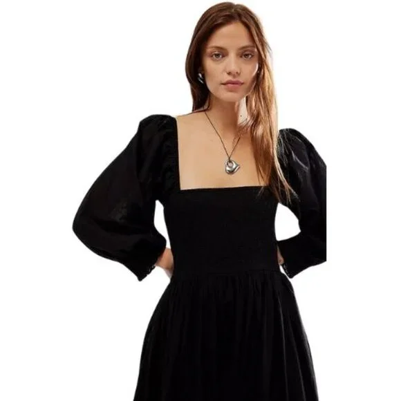 Free People Perfect Storm Black Midi Dress OB1891158 S NWT - Picture 2 of 4